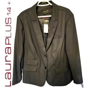 Laura Plus+ Dark Navy Business Casual Button Closure Lined Blazer